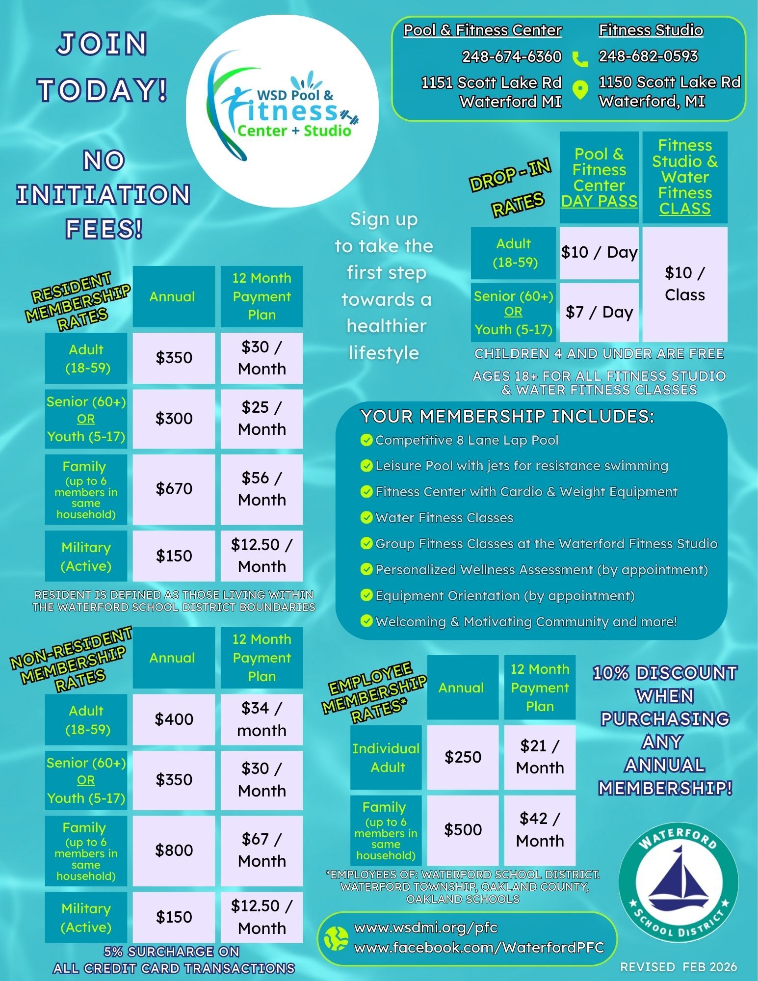 2026 Membership price list